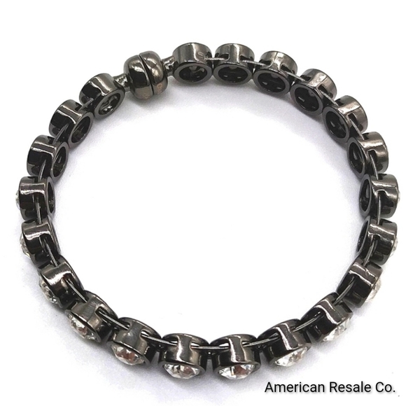 $89 Silpada K&R Swarovski Crystal Glamour Bangle Bracelet KRB0098 - Black - Picture 3 of 6